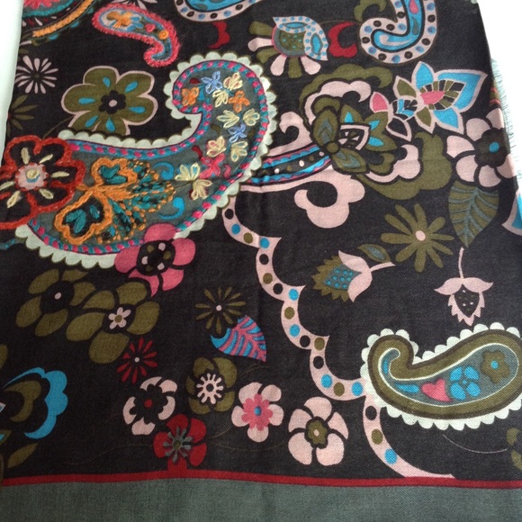 New- Black/Multicoloured Screen Print Stroll-Scarf - Picture 2 of 4